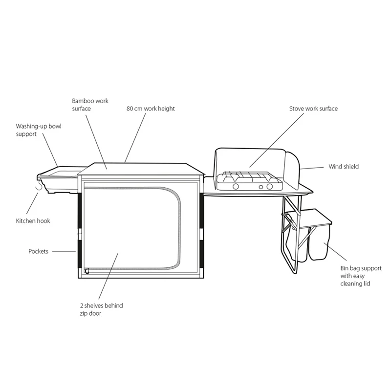 Outwell Padres Kitchen Table W. Side Unit - Image 7
